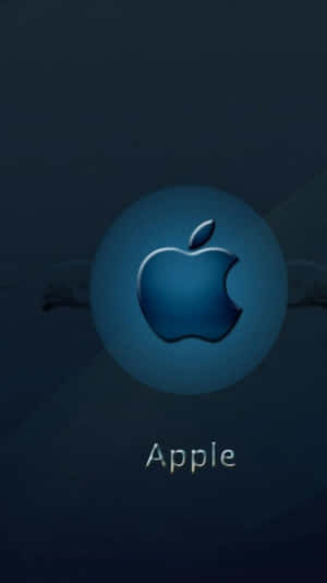 Apple標誌在深色背景上發出藍光，下方有Apple文字