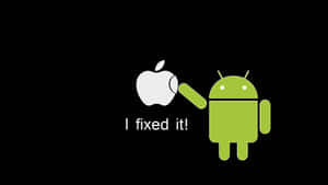 綠色Android吉祥物修理白色Apple標誌，並附有文字I fixed it! — 安卓 壁紙