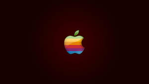深紅色漸變背景上的復古彩虹Apple標誌
