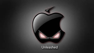 一個帶有發光眼睛的風格化Apple標誌和「Unleashed」字樣。