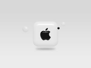 白色Apple AirPods保護殼帶黑色標誌漂浮在灰色漸變背景上。 — 美學筆電 壁紙