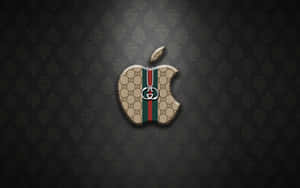 Gucci風格Apple標誌在深色圖案背景上