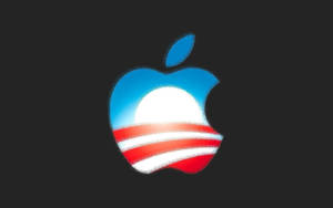 以奧巴馬競選顏色重新設計的Apple標誌，採用粉筆質感。
