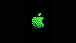 黑色背景上的綠色葉子Apple標誌