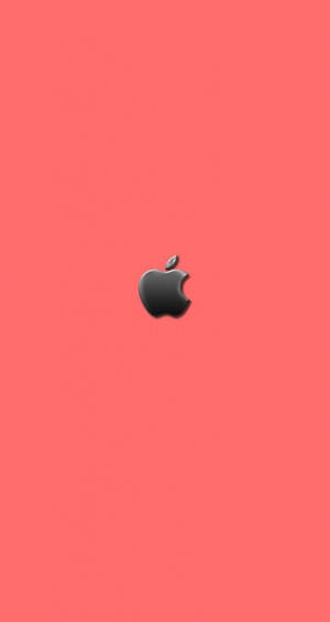 黑色Apple標誌在珊瑚粉紅色背景上