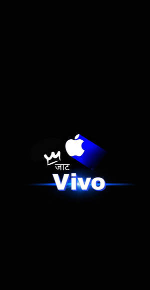 黑色背景上藍色發光的Vivo標誌，帶有皇冠和Apple標誌。
