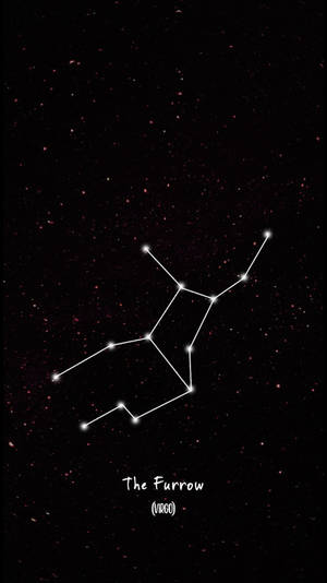 在星空夜空中標有「The Furrow」的處女座星座。