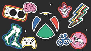 一系列色彩繽紛的遊戲和無障礙主題貼紙，帶有 Xbox 標誌。 — 驕傲 GIF 壁紙