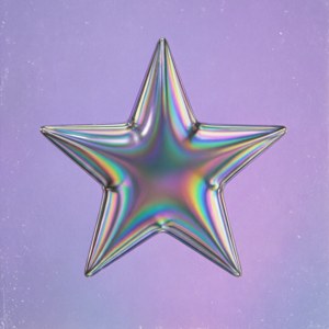 紫色背景上閃亮的彩虹星。