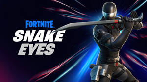 Fortnite Snake Eyes角色以動態姿勢持劍，伴有發光條紋。