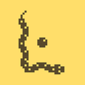 像素化棕色蛇在黃色背景上