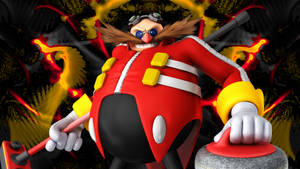 Dr Eggman 在烈火爆炸中手持冰壺石