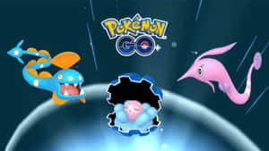 三個寶可夢角色漂浮在宇宙場景中，帶有 Pokémon GO 標誌。