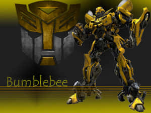 黃色和黑色的機械人角色Bumblebee與Autobot標誌