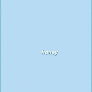 「honey」呢個詞置中喺淺藍色背景上，帶有幼邊框。 — 霓虹藍色美學 壁紙
