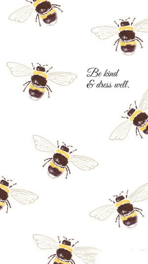 蜜蜂飛翔，附有文字「be kind & dress well」。