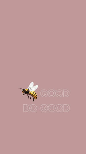 一幅蜜蜂插圖，粉紅色背景上寫有「GOOD DO GOOD」字樣。