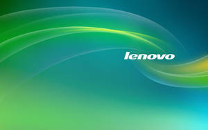 Lenovo 標誌在綠色和藍色波浪背景上