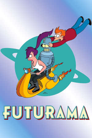 《飛出個未來》角色在火焰滑板車上飛過行星。 — 乃出未來 壁紙
