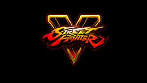 Street Fighter V 遊戲標誌，黑色背景上帶有火紅與金色文字