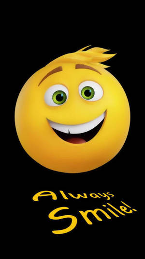 一個微笑嘅黃色表情符號，有綠色眼睛同文字寫住Always Smile。