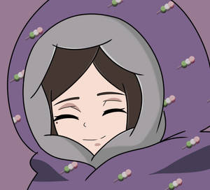 動畫女孩紫色連帽斗篷微笑糖果別針。 — 可愛動漫女仔 壁紙