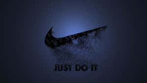 Nike swoosh標誌分解成粒子，附有just do it文字