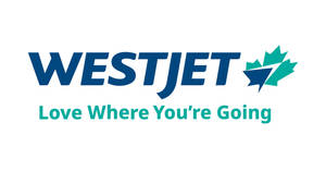 WestJet 航空公司標誌，附有標語 Love Where You're Going。