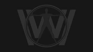 圓圈內的維特魯威人剪影，深色背景上有大型W字母