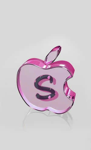 粉紅色 Apple 標誌，帶黑色 S，白色背景，有反射 — Galaxy Tab A11 壁紙