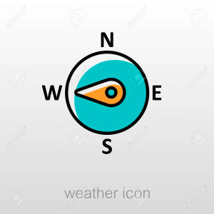 一個簡單的指南針圖標指向北方，並標有基本方向。