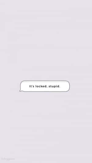 一個對話氣泡，上面寫著「It's locked stupid」，背景為灰色。