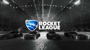 Rocket League 遊戲標誌，夜晚的體育場內有賽車和球。 — 火箭聯盟 GIF 壁紙