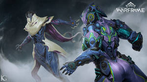 兩個 Warframe 角色在風暴雲中戰鬥