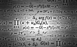 牆紙充滿了複雜的數學公式和符號，白底黑字。