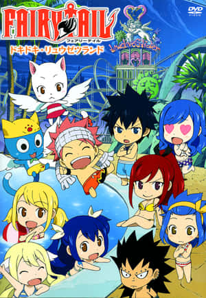 夜間遊樂園中的Q版《妖精的尾巴》動畫角色。