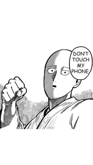 光頭動漫男握緊拳頭大喊唔好掂我部電話