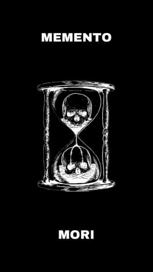 沙漏帶有頭骨和文字 memento mori，黑色背景