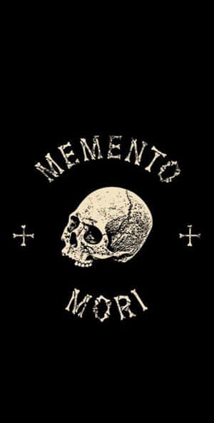 黑色背景上的 Memento mori 頭骨與十字架。