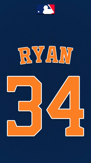 棒球球衣，海軍藍色布料上印有橙色 Ryan 名字和 34 號碼。 — iPhone 7 壁紙