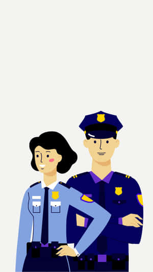 兩名身穿制服的警察向觀眾微笑