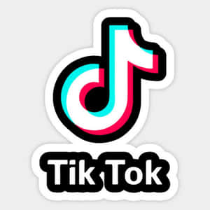 帶有青粉漸變色和粗黑輪廓的TikTok標誌貼紙。