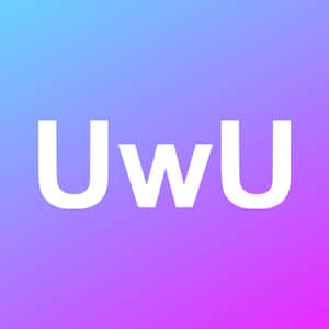 白色 'UwU' 文字在藍色至紫色漸變背景上。