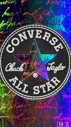 Converse Chuck Taylor All Star 標誌，帶有塗鴉和霓虹色彩。 — 鎖定螢幕 壁紙