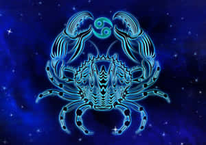 發光的藍色螃蟹，帶有陰陽符號，背景為星空宇宙