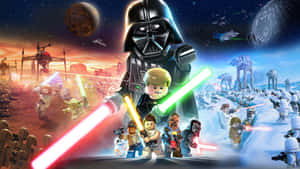LEGO Star Wars 角色在太空戰鬥場景中用光劍戰鬥。