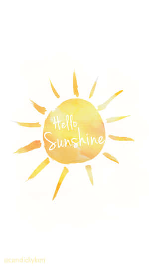 白色背景上帶有 hello sunshine 文字的水彩太陽 — 太陽 壁紙