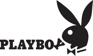Playboy標誌，黑色兔仔配蝴蝶結及文字