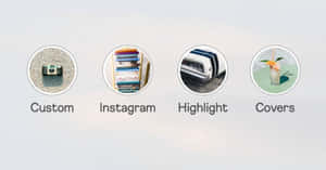淺灰色背景上用於 Custom Instagram Highlight Covers 的四個應用程式圖標。 — 光 壁紙