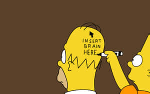 巴特用記號筆在荷馬的頭上寫「INSERT BRAIN HERE」。 — 微笑 壁紙